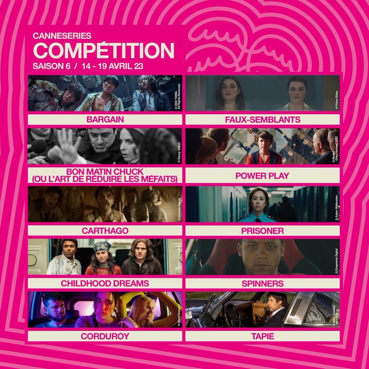 CANNESERIES's tweet photo. Vous n’avez pas encore vos places pour les projections des 10 séries de la Compétition ? Vous hésitez encore ? #CANNESERIES vous donne 3 bonnes raisons de les découvrir ! ⤵ https://t.co/VDxdrGQ7XJ