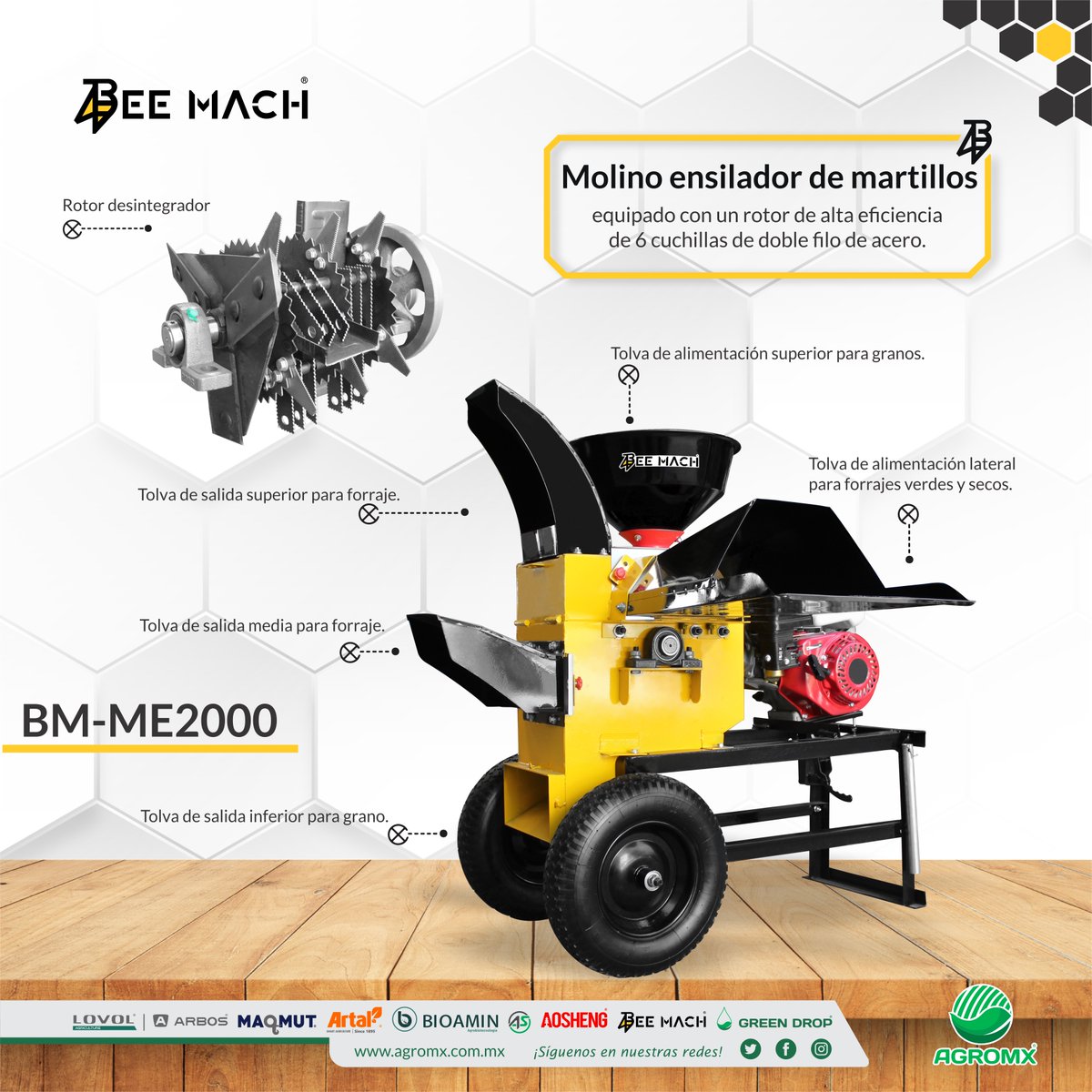 GrupoAgromx's tweet photo. En #AGROMX te presentamos el #molino ensilador de martillos de nuestra marca #BEEMACH 🐝  modelo #BM-ME2000 https://t.co/QVDEGktRl1