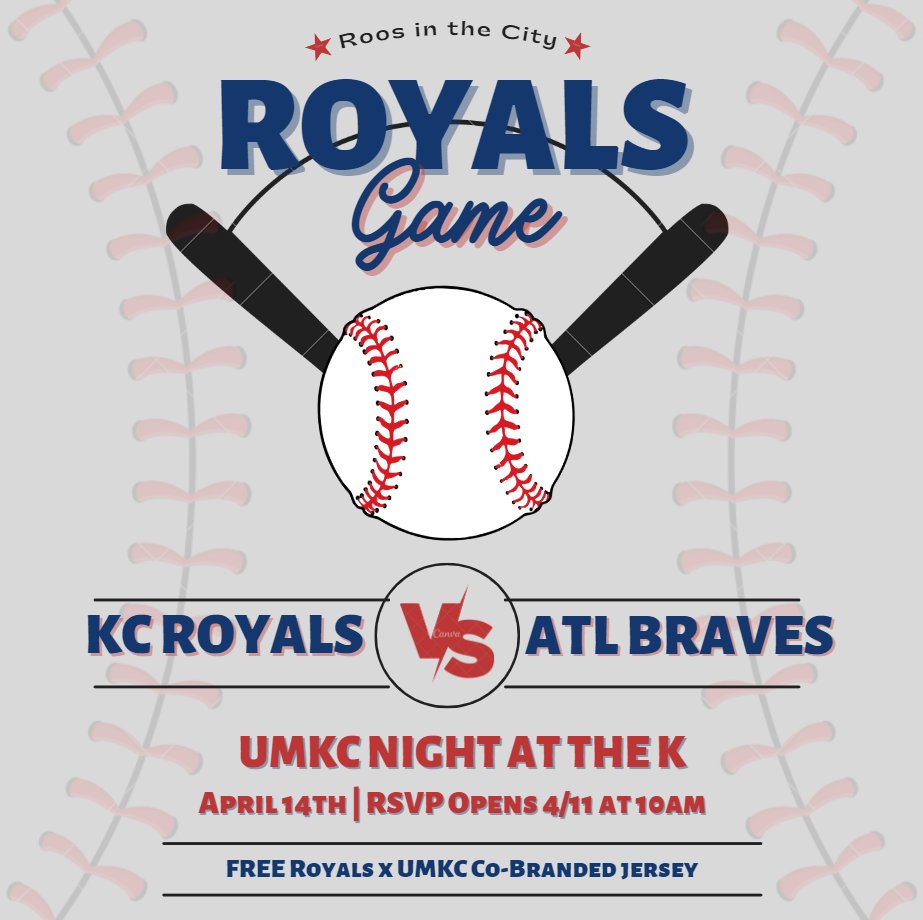 Join UPB for another Roos in the City outing! Students have the opportunity to go to the Royals Game on April 14th free of charge! Students must register on Roo Groups for a ticket starting April 11th at 10 AM. Be sure to RSVP fast since tickets are first come first served!