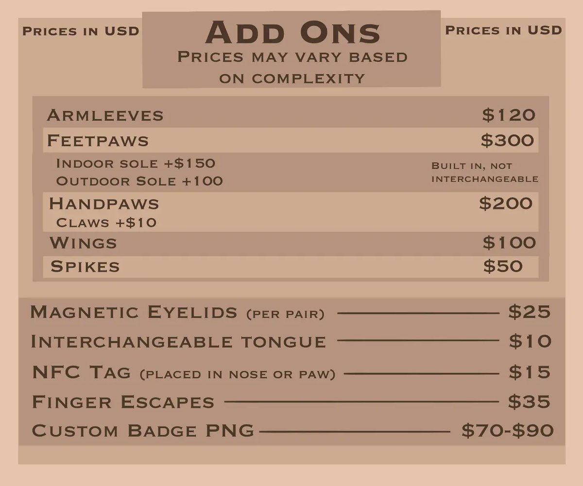 strayfurstudios's tweet photo. My prices are up! Both Prices and TOS can be found on instagram 🫵 #fursuitmaker https://t.co/D22YvRENNw