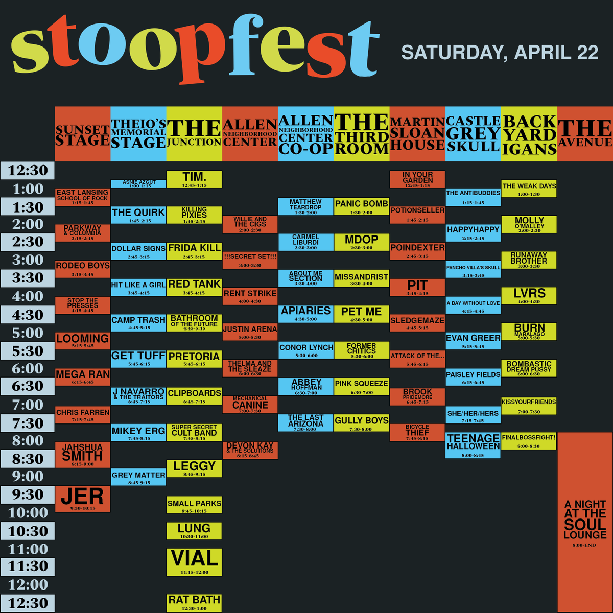 Finally, the Friday and Saturday schedules for Stoopfest 2023 are here! Grab your tickets and start planning your day!