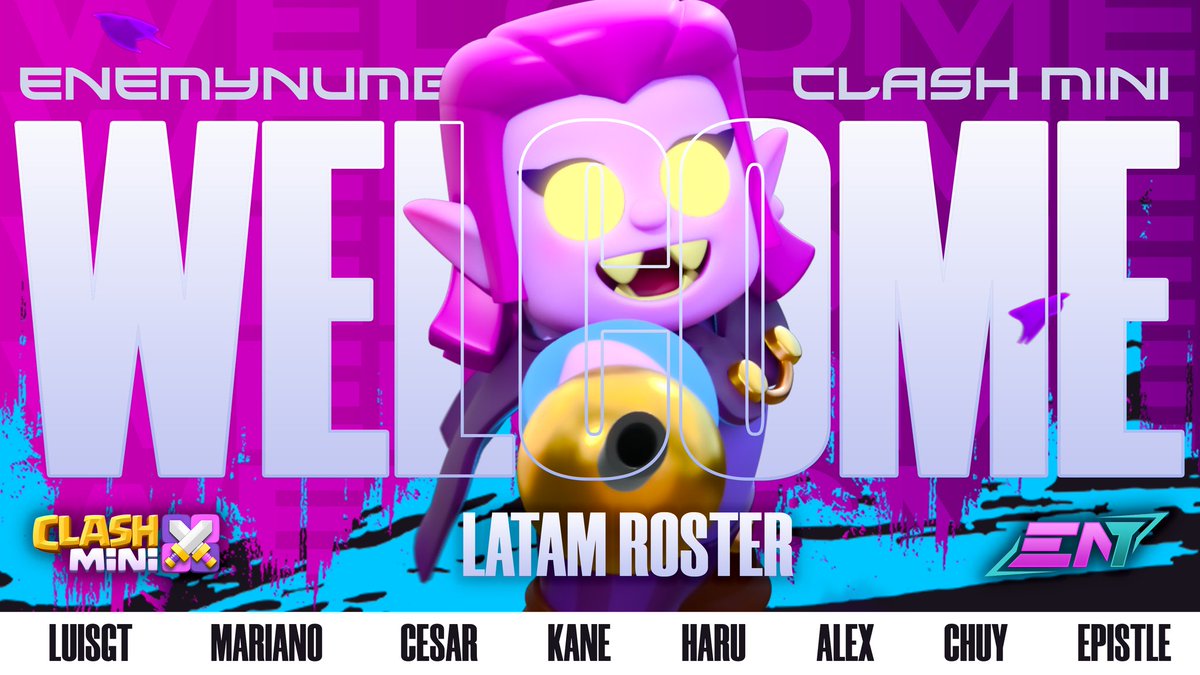 We present the EN1 Latam roster‼️

Latam manager: <a href="/epistleee/">epistle</a>
Co-manager: <a href="/CHUYCMYT/">SIMP DE LA PRINCESA ❤️👑</a>
Coach: <a href="/alex502full/">Alex502full</a>

Players:

- <a href="/olivergramajo1/">Kane</a>
- <a href="/Mariano35296511/">Mariano</a>
- @Cezar_clashmini
- <a href="/haruby2004/">Haru</a>
- <a href="/Luisgiti/">狼|ʟυɪʂᴳᵀ 🌻</a>
- <a href="/Mini_Nitram/">Nitram #SaveClashMini</a>
- <a href="/DElyon_CM/">DElyon</a>

We hope they have a great time.
This is only the start.