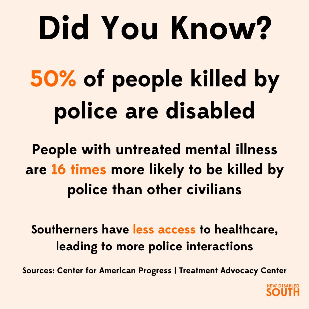 DisabledSouth's tweet photo. This country needs to stop criminalizing disability. That means investing in things that actually keep disabled people safe and improve their lives instead of police, jails, and prisons. https://t.co/RxO9snkEEU