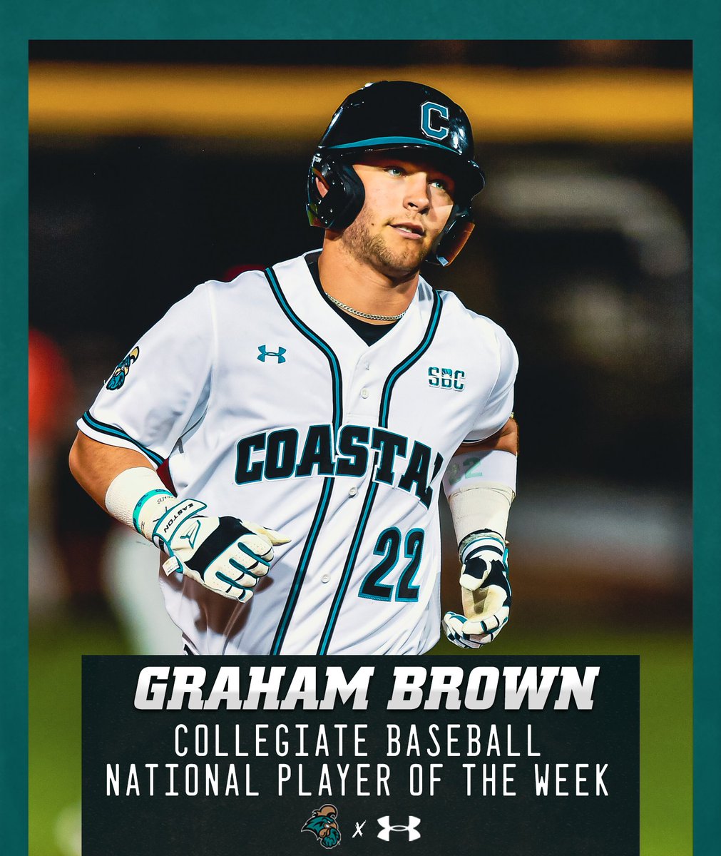CoastalBaseball's tweet photo. We see you Graham Brown!!! @CBNewspaper National Player of the Week powered by Diamond Sports.
#Relentless | #Selfless https://t.co/7vFANS2jLc