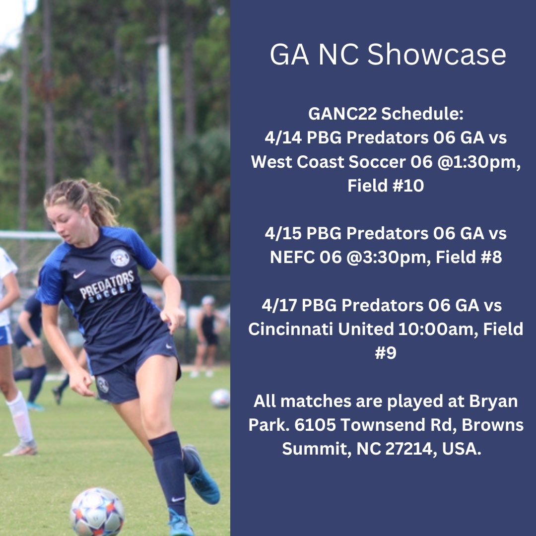 Schedule for the upcoming GA NC Showcase! Can’t wait to get out and compete!