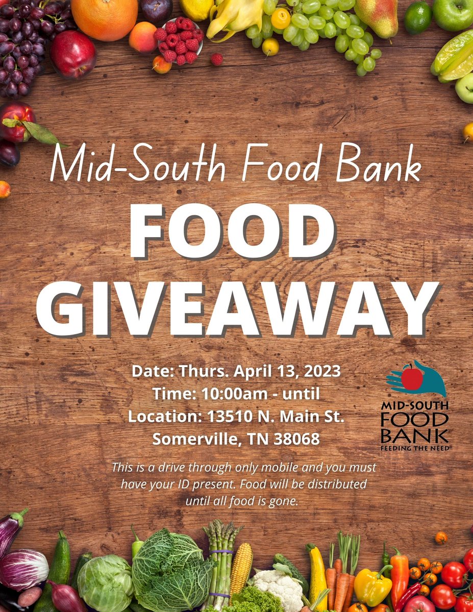 MSouthFoodBank's tweet photo. Hey Fayette County residents!

We will be having a food giveaway tomorrow at 10:00am.

Please see the flyer for details. https://t.co/tlg7dHfE8A