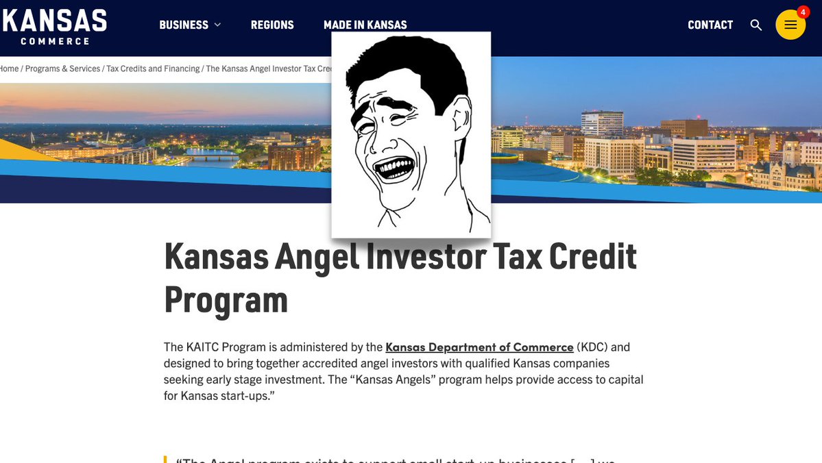 If you are founding a start-up in Kansas and any of your investors ask you to participate in the <a href="/KansasCommerce/">Kansas Department of Commerce</a> Angel Investor Tax Credit Program... say NO!

After being acquired last year, with no discussion or a phone call to understand the ramifications, lawyers for the
