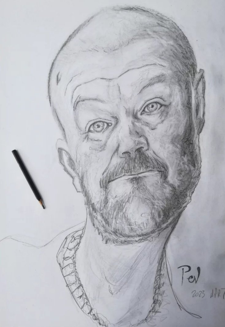 MarkPeverley's tweet photo. Pencil sketch self-portrait mirror ref on A2 paper https://t.co/IJenxhSg8S