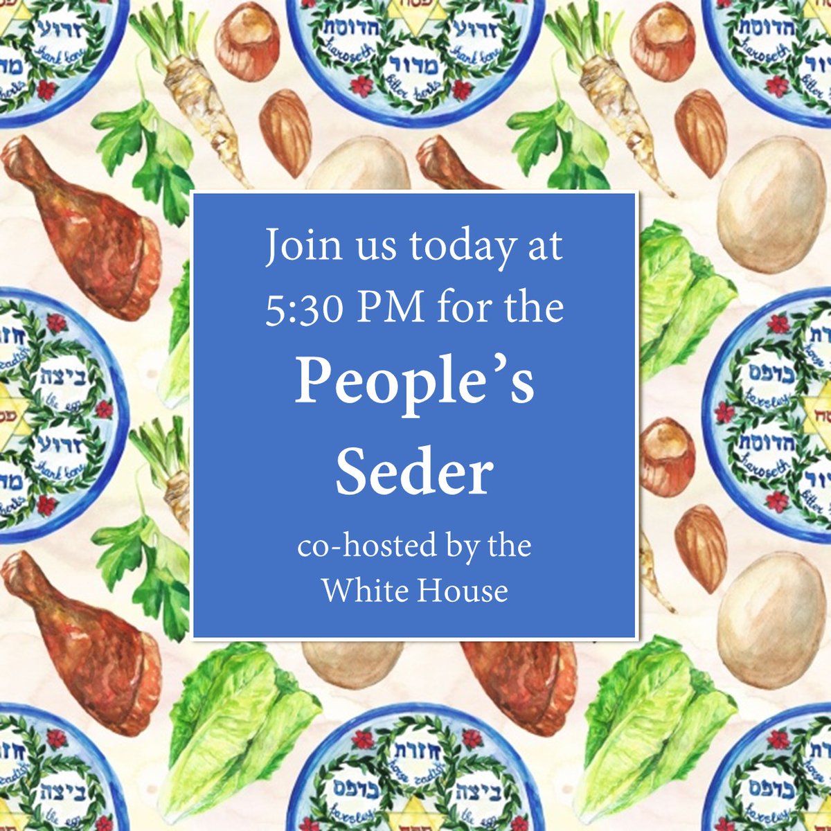 USDA's tweet photo. In celebration of Passover, please join @SecVilsack and Jewish leaders this evening for the People’s Seder, co-hosted by the @WhiteHouse. RSVP here ➡️  https://t.co/qu0QpSR7dH https://t.co/DGnDr6Kw5p