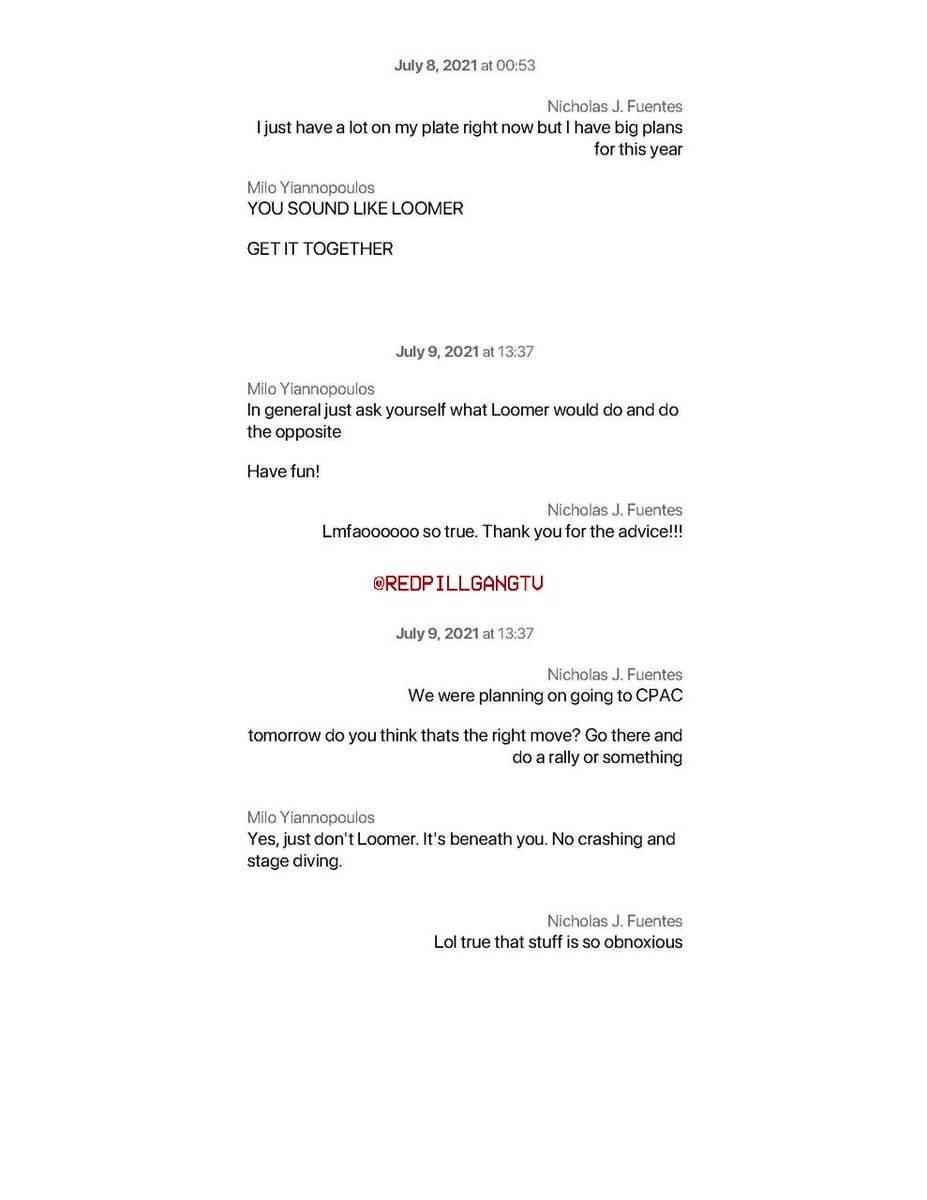 RPGonX's tweet image. 🚨 BREAKING: In this next round of texts, Nick Fuentes is seen privately trash-talking two current associates, @LauraLoomer and Ali Alexander (@ali), who he publicly pretends to be fond of.

Fuentes says he's "not a fan" of Loomer, calling her "insane" and "obnoxious" before