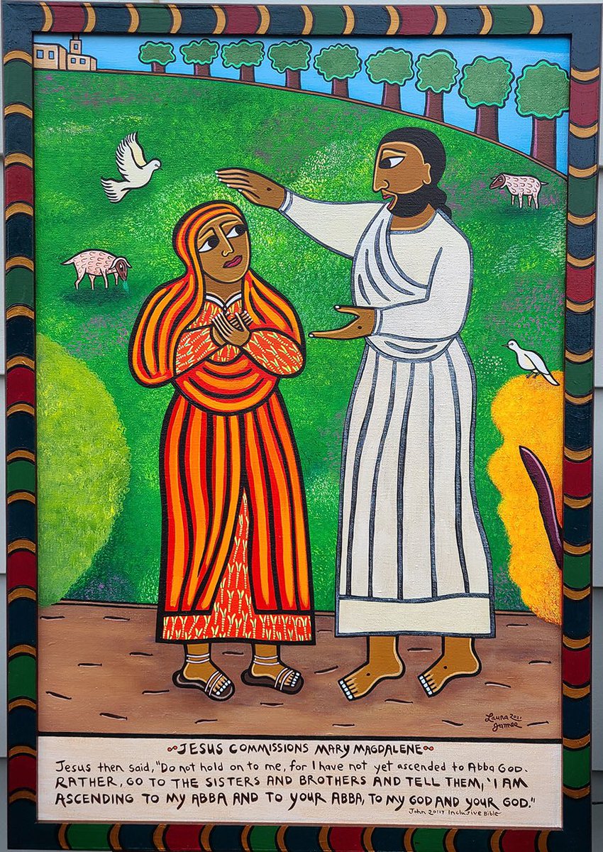 ReclaiMagdalene's tweet photo. @AlessandraH17 Thank you &amp; Happy Easter Monday. I was struck by your photo of the empty tomb. That’s how the Catholic lectionary ends Easter - it cuts off Jn 20:10-18 so we don’t hear Jesus’ Resurrection invitation - that joy is embodied in Laura James’ #MaryMagdalene &amp; the Risen Jesus series! https://t.co/3QJwpaHoKI