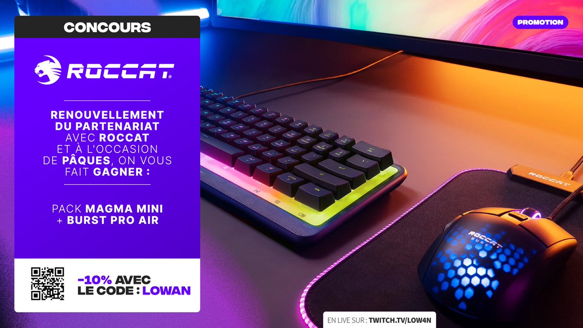 LowAn's tweet photo. CONCOURS @ROCCAT 🐣

Merci à la marque pour la confiance et le renouvellement du partenariat, pour l’occasion : 

- RT ce tweet 
- Follow @LowAn &amp; @ROCCATFrance 

Tirage au sort le 13/04 🤝🏻 https://t.co/zgm27lQteA