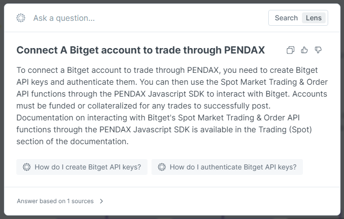 PendaxPro's tweet photo. Connecting A @bitgetglobal account to start #trading through the @PendaxPro Javascript SDK is simple!

You can even ask the new #AI documentation assistant for help every step of the way!

https://t.co/aDvOD6GVfQ https://t.co/JMg8GIVccC