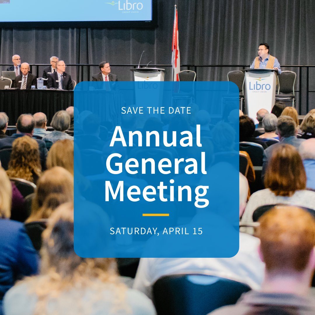 Libro's Annual General Meeting is taking place this Saturday, April 15 and we're looking forwarding to sharing our story from strength to strength in 2022.

Visit libro.ca/events to register.

#credituniondifference #democracyinaction #agm