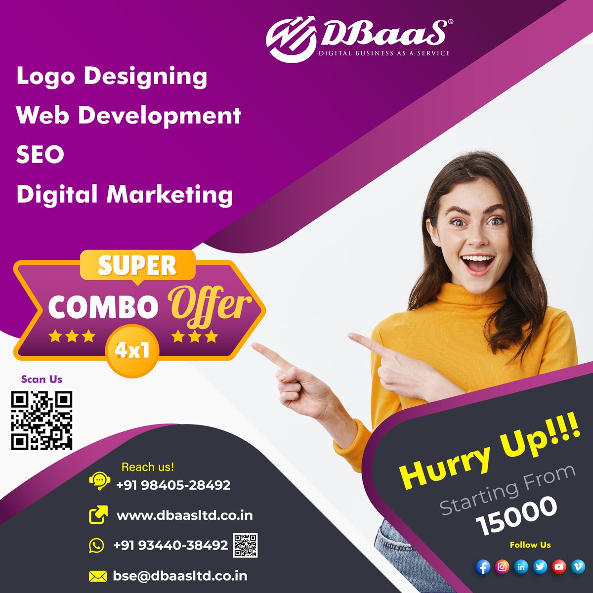 dbaasindia's tweet photo. Boost your #onlinepresence & #save big with our Super Combo #Offer! Get a stunning logo, #SEO, #digitalmarketing, and #webdevelopment services starting from just 15000. Don't miss out!
https://t.co/5qizTp5EjN
#Webdesign #logoservice #OfferSale #supersavings #sale #monday #Sales https://t.co/XfGoZVrwxj