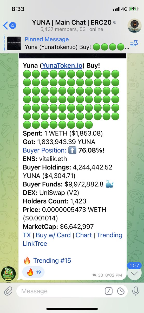 aruntanj's tweet photo. @MoontokOfficial @MUMON_GINSEN @Yasuke_coin @YunaToken @AiScheduler @BardProtocol @RealGeorgeToken @CrazyBunnybsc @Bcartel_Erc20 @AnonAZK $yuna 😍😍 #YUNARMY and vitalik’s choice of meme token too🥰 https://t.co/U94F3XL52w