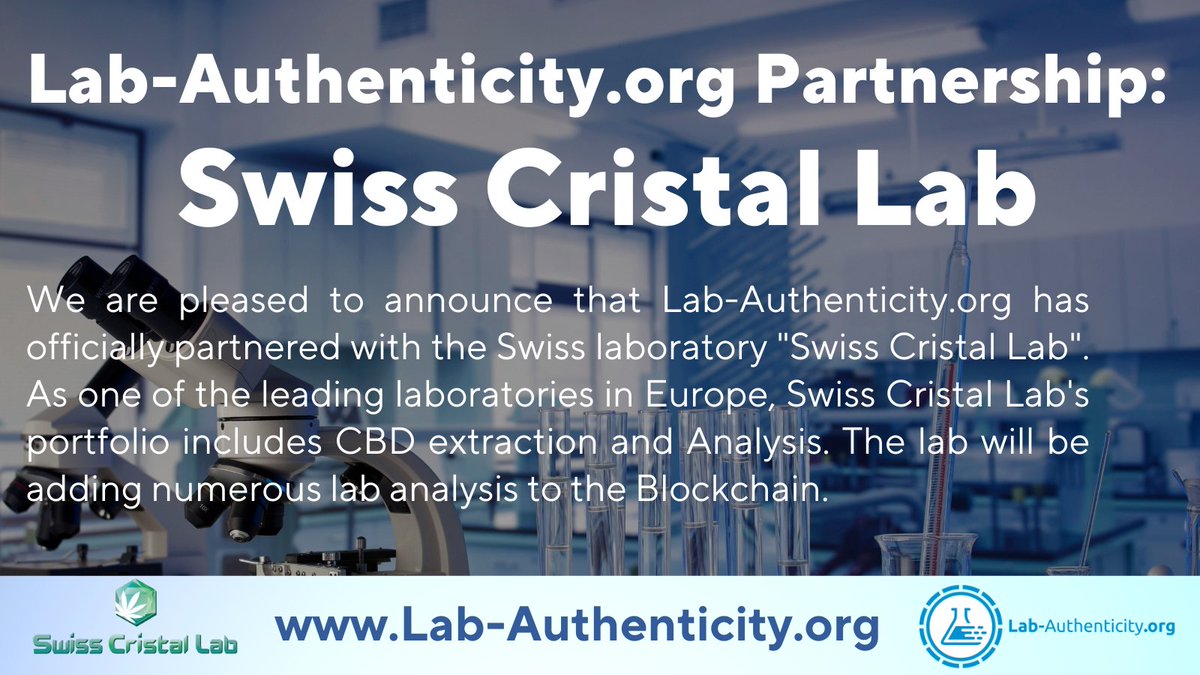 CeBioLabs's tweet image. 🎉Partnership Announcement
We are pleased to announce that @LabAuthenticity has entered into a Partnership with the Laboratory Swiss Cristal Lab. As one of the leading labs, our Partner will work with us &amp;amp; secure Lab Analysis in the #Blockchain.

📌cebiolabs.io/lab-authentici…

$CBSL