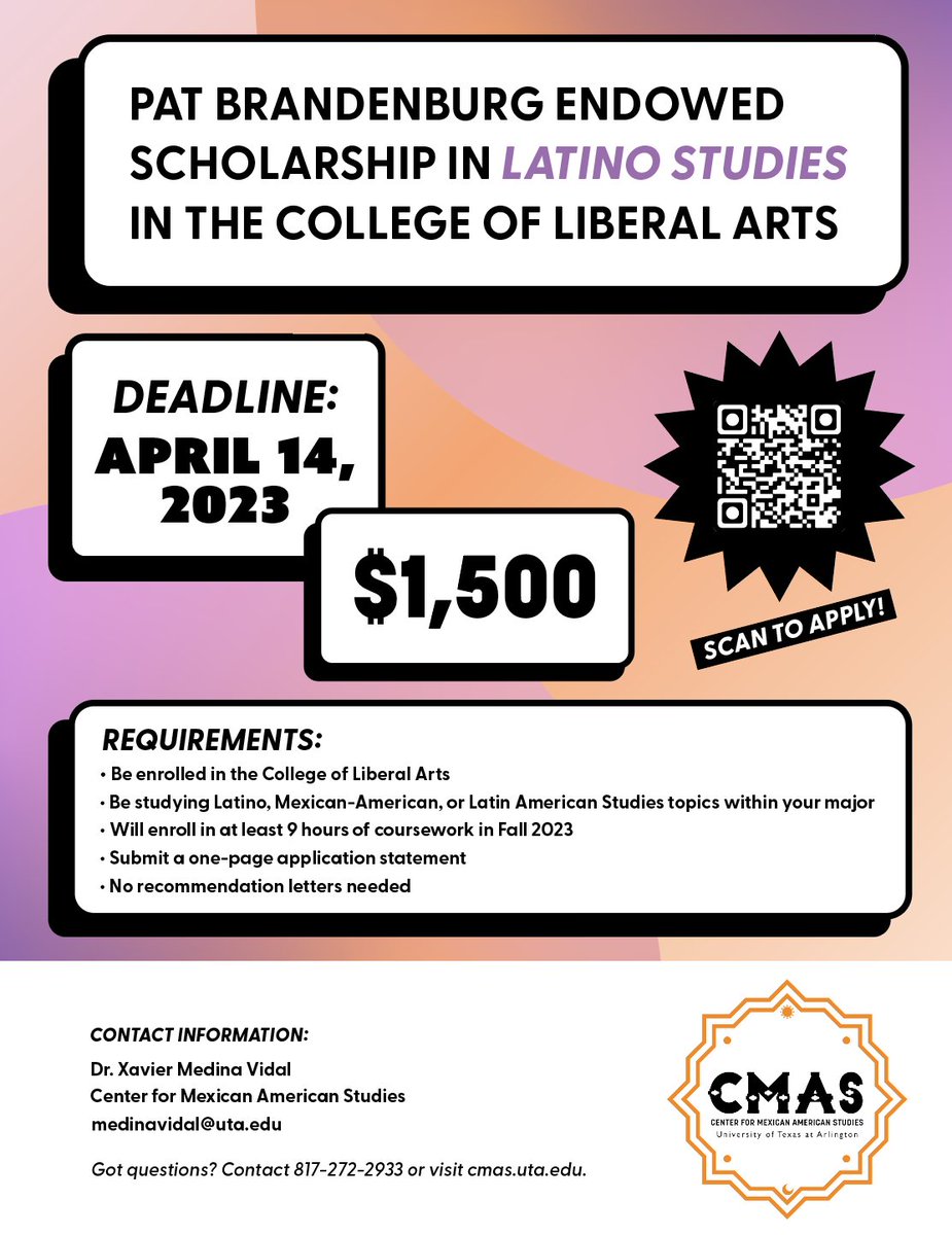 CMASatUTA's tweet photo. #ScholarshipOpportunities Deadline is April 14, this coming Friday. Sign up today! https://t.co/Do4aoDI79h