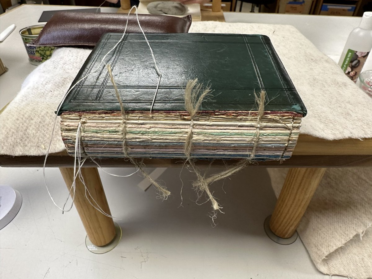 Conservation continues on this Spurgeon title ( rb.gy/e140) Page is now reattached with Kozo. Six signatures repaired using finest Irish linen thread around premium hemp cords thinned which will lie in the precut tracks from original binding. This took 3.5 hours.