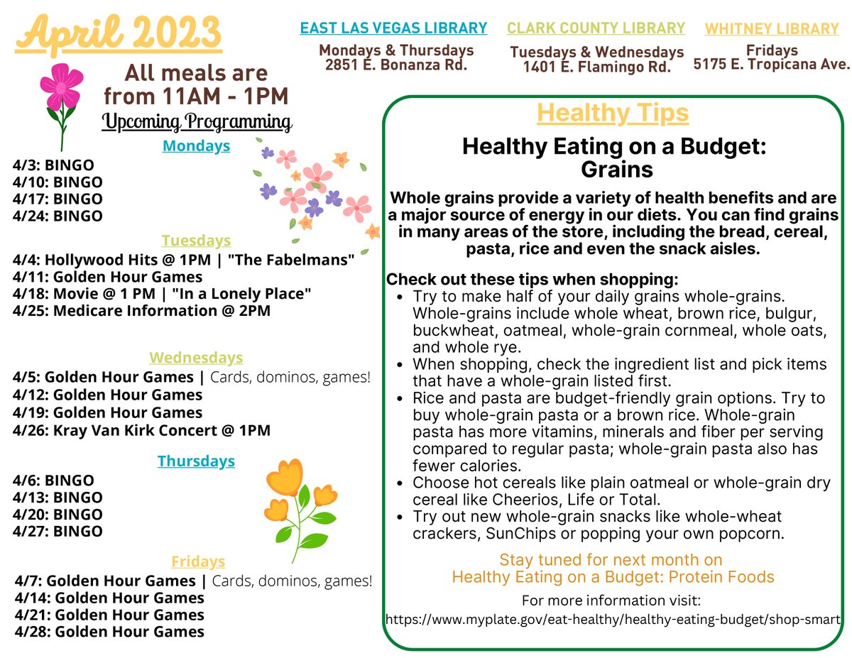 threesquareLV's tweet photo. We're partnering with @LVCCLD to serve nutritious meals for free to seniors 60+ and their loved ones at ⁣Clark County Library, East Las Vegas Library, and Whitney Library. 🍛🌯🍜 https://t.co/sEadqwYtXO