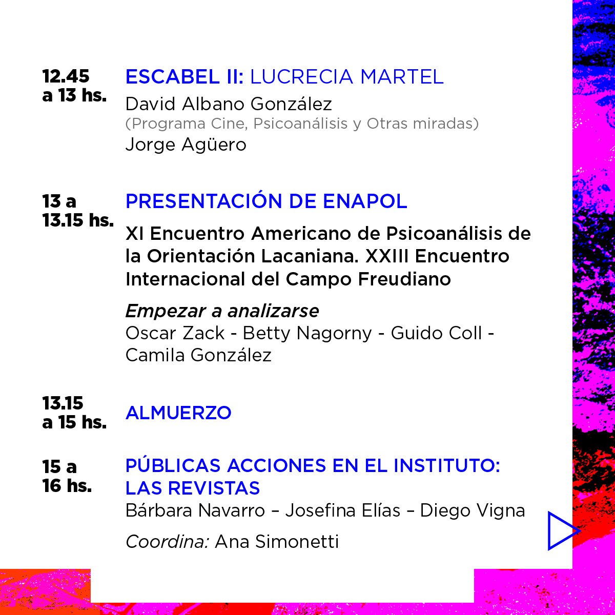CbaCiec's tweet photo. 🪰 Pssst Pssst ¡Llegó el Programa! 🪰

Narcisismos. Distorsiones y soluciones del cuerpo

📌 Más info e inscripciones: https://t.co/ugq8jR57sY

✔️Aún quedan cupos presenciales
💻 También podés inscribirte y participar por Zoom https://t.co/TwULU0OAzH