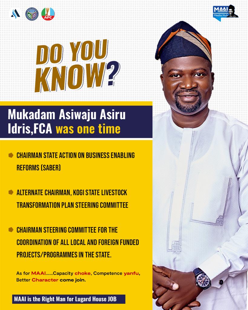 akomscopy's tweet image. @officialmaai the leading aspirant for the kogi State APC ticket, 7 years down the line in the service of kogi state, he has made integrity, hardwork, diligence, discipline &amp;amp; commitment to service as his hallmark.  
#KogiFirstThePeopleFirst  #SecuringTheFuture  
#kogidecides2023