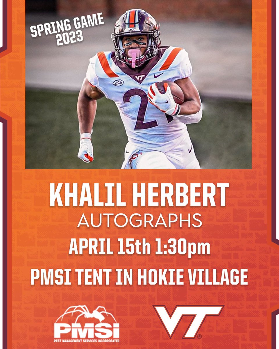 VTJAYTUCK's tweet photo. HESSS BACKKK! Come see @ChicagoBears RB @JuiceHerbert ahead of Spring Game this Saturday for autographs at the @MYPMSI tent in Hokie Village! Details below 🦃 🧃 🔥 @HokiesFB @hokiesports https://t.co/FM6r6b4bJJ