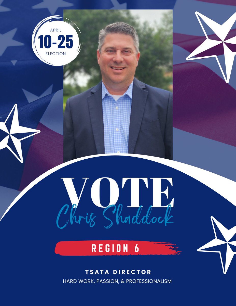 I am running for TSATA Region 6 Director.  I want to ensure the voice of all Region 6 athletic trainers is heard within Region 6, in the TSATA Boardroom, and in the state capital.  Let's work as one. Vote for Chris Shaddock