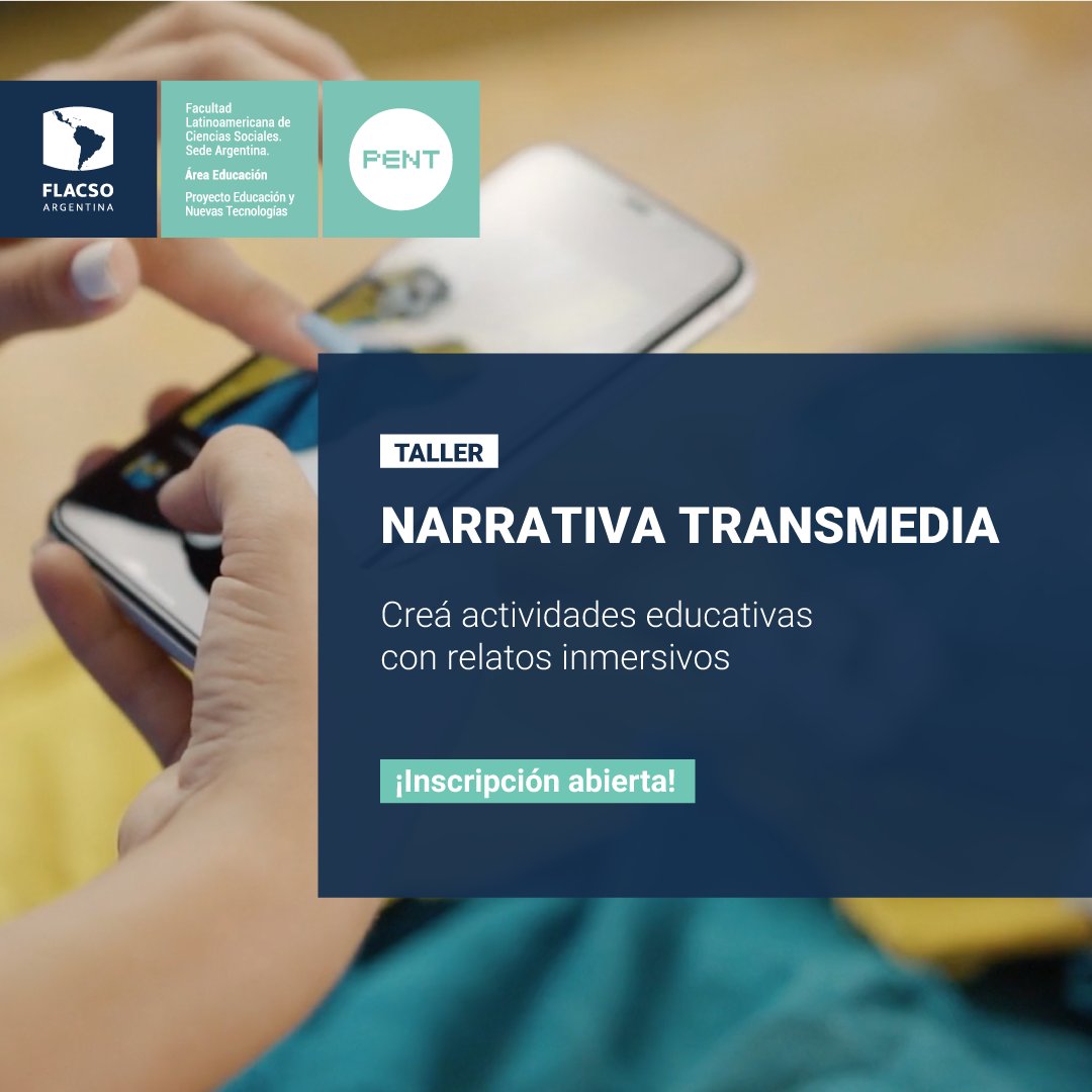 ¿Sabés cómo integrar relatos inmersivos en tus actividades educativas?

Durante 3 semanas vas a:
▶ Desarrollar el guión de tu actividad inmersiva
▶ Aprender sobre estrategias transmedia en educación
▶ Diseñar con herramientas disponibles en la web

📲 
flacso.pent.org.ar/usina/transmed…