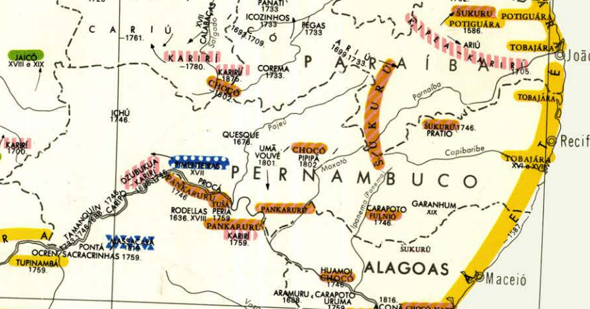 o detalhe dos povos de pernambuco no mapa etno-histórico de curt nimuendaju