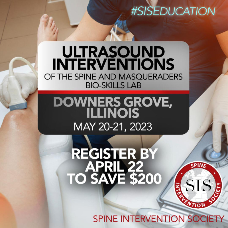 IPSISMed's tweet photo. Learn to perform #InterventionalPainMedicine injections of the spine and periphery at the #SISEducation Ultrasound Bio-Skills Lab in Downers Grove, Illinois, just outside Chicago.  REGISTER BY APRIL 22 TO SAVE $200 #PainMedicine #InterventionalPainManagement #PainManagement