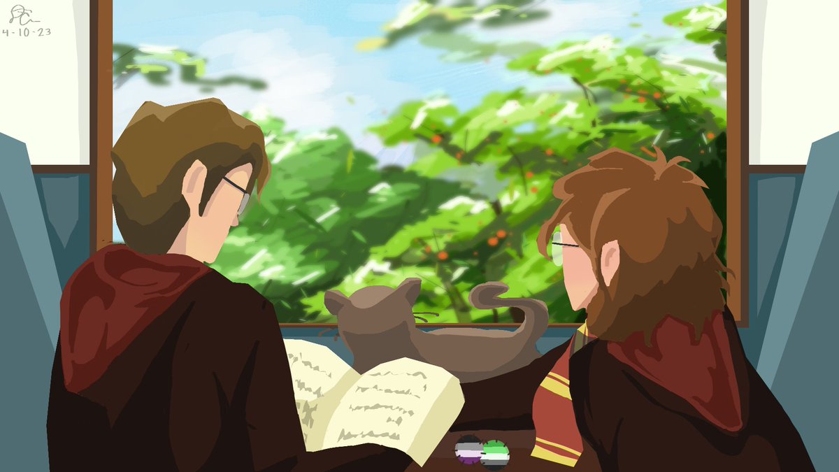 DG_DiamondGold's tweet photo. basically my swiss train drawing, but hogwarts version. 
i love everything about this drawing! it took 4 hours to do, and i was shocked to find outthat me and a friend were both Gryffindors. #art #digitalart #artmoots #harrypotter https://t.co/w2Ilp44e9N