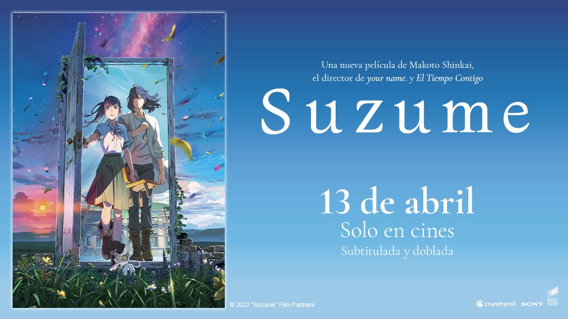 Hoy es un buen día porque hoy veré #Suzume, la nueva película del director Makoto Shinkai que @SonyPicturesMX estrenará este jueves en los cines de México, ya les contaré cómo me fue, pero emoción hay.