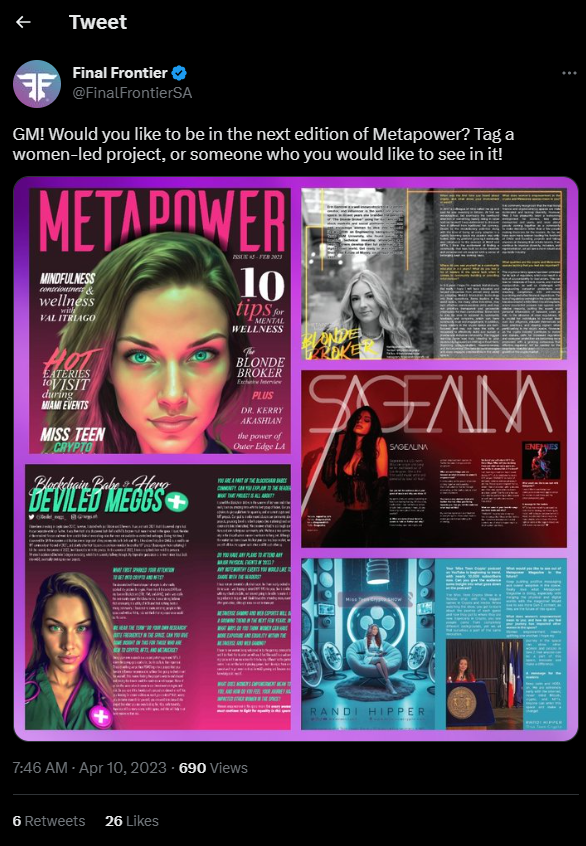 Anthony_Francis's tweet photo. It looks like the people want to see @DeFiPastry on the cover of #MetaPower! 👀 https://t.co/8zJv6yVNMf