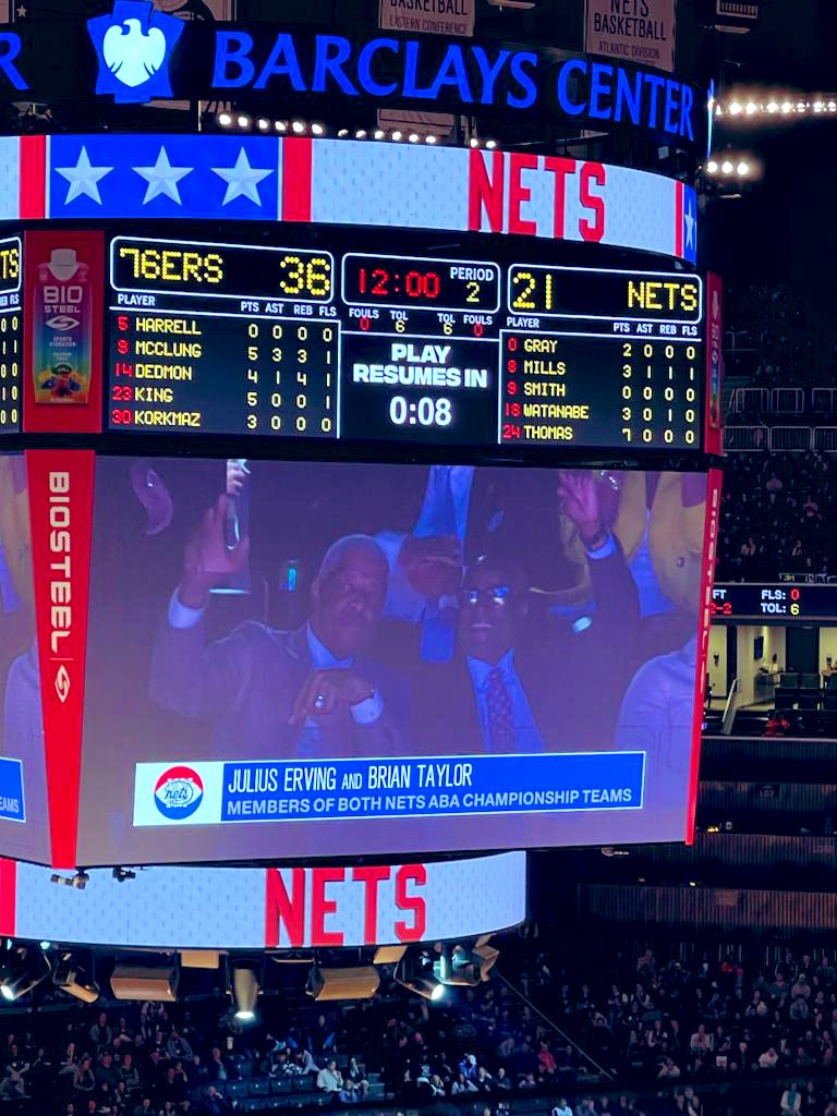 I wanted Dr. J and I to be in Barclays at least once while this years classic jerseys were being worn. Thanks to Heather Hall, she made it happen.