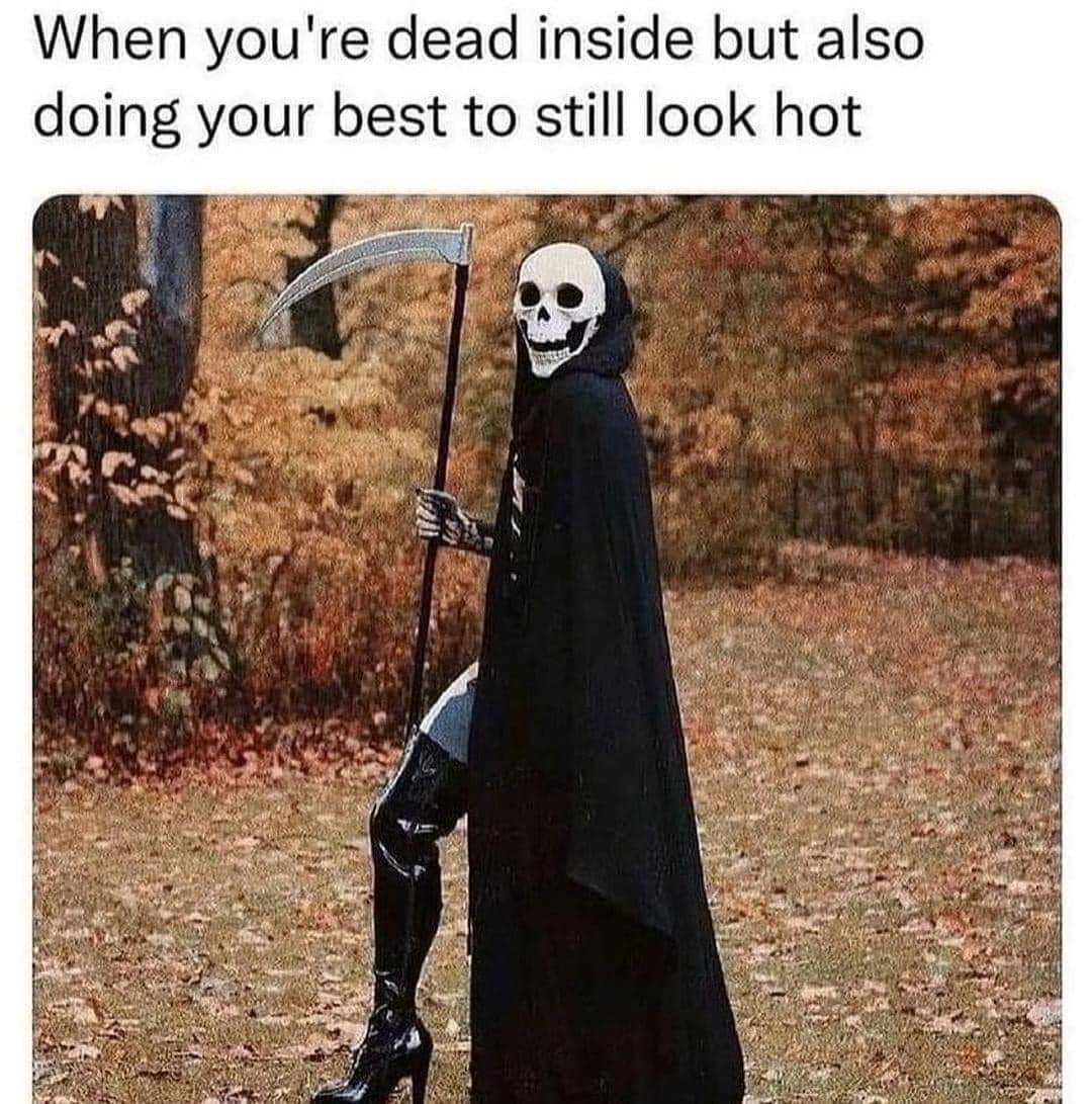 VampireFreaks's tweet photo. Feeling dead inside but still want to look hot? Check out all the spooky threads &amp; sickening deals on all yer fave spooky brands and items! ☠✨🧛‍♀️

#Goth #GothGoth #GothMeme #Spooky #VampireFreaks #Skeleton #Skull #DeadInside #EmoMeme #Skeletonmeme #spookymeme https://t.co/xxrXir4ExT