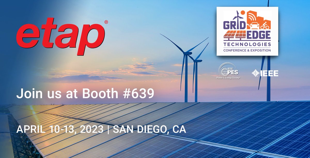 ETAPsoftware's tweet image. We can&apos;t wait to showcase our latest innovations with you!

#ETAPsoftware  #electricalsoftware #PowerSystemAnalysis 
#PowerSystemAnalysisSoftware #electricalindustry