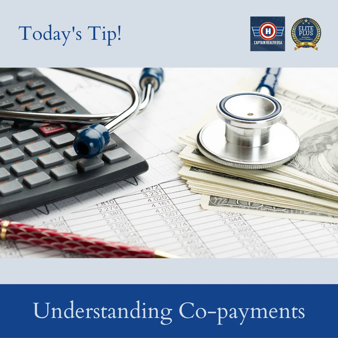 CaptainHealthUS's tweet photo. A #co-payment, or #co-pay, is a fixed amount that an individual pays for #medical services. 
Co-pays are usually paid at the time of service and can vary depending on the type of service.

Visit Me Online: https://t.co/rdsY7KeYvW
Read My Blog: https://t.co/xOrlfLCCMO https://t.co/YY9TrIdtDs