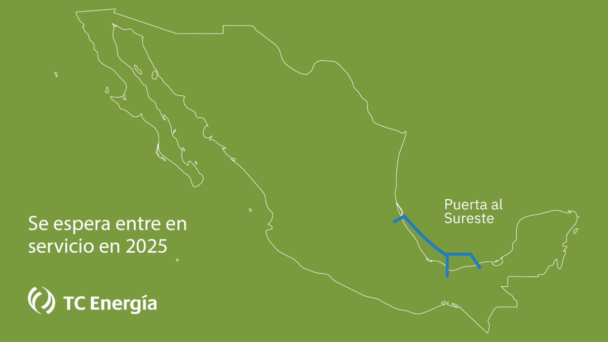 TCEnergia's tweet photo. El proyecto #PuertaAlSureste permitirá atender la creciente necesidad de energía confiable en la región del sureste mexicano https://t.co/WpMoZ335DK