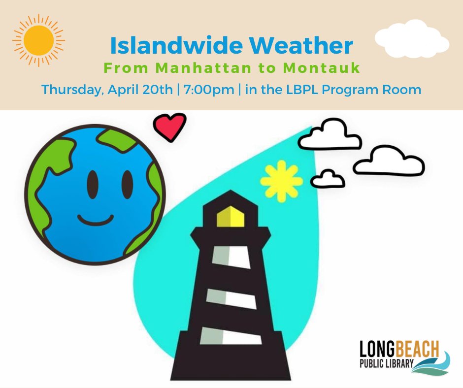 lbplny's tweet photo. Join @IslandwideW for a discussion about what we can expect this Spring, Summer, and upcoming hurricane season on LI! Register here: https://t.co/Lvga5LQmnK #islandwideweather #lbplny #weatherforecast #meteorology https://t.co/CbsgezavdI