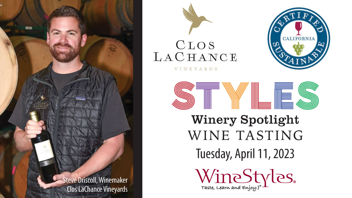 ** TOMORROW at 6PM **🍷 Taste our 6 sustainable STYLES wines from Clos LaChance Vineyards. Winemaker Steve Driscoll will join us on the big screen. Call us or sign up at bit.ly/3lF6Qiq

#wineryspotlight #winetasting #winestyles #sustainable #sustainablewines