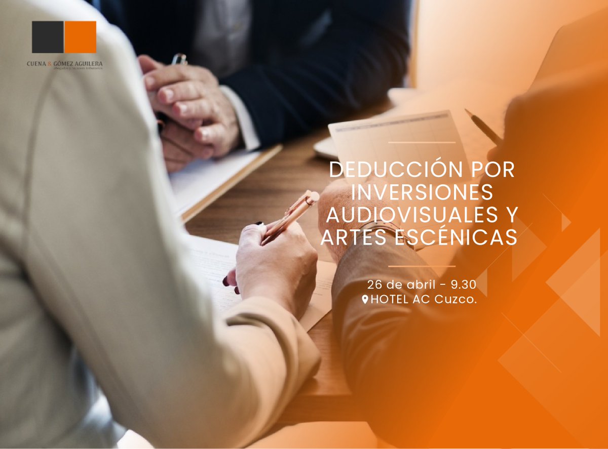CuenayGomezA's tweet photo. 📅El 26/abr a las 9:30 (Hotel AC Cuzco) explicaremos las deducciones fiscales para producciones audiovisuales y espectáculos en vivo de artes escénicas, y cómo 𝗹𝗮𝘀 𝗲𝗺𝗽𝗿𝗲𝘀𝗮𝘀 𝗱𝗲 𝘁𝗼𝗱𝗼𝘀 𝗹𝗼𝘀 𝘀𝗲𝗰𝘁𝗼𝗿𝗲𝘀 𝗽𝘂𝗲𝗱𝗲𝗻 𝘁𝗮𝗺𝗯𝗶𝗲́𝗻 𝗯𝗲𝗻𝗲𝗳𝗶𝗰𝗶𝗮𝗿𝘀𝗲 ⤵️ https://t.co/01re5F0biQ