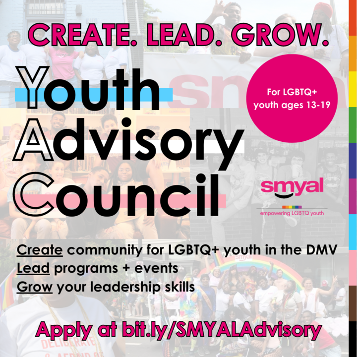 Apply to be a part of SMYAL's Youth Advisory Council by April 15th at bit.ly/SMYALAdvisory! The YAC is a group for youth leaders to build community, connect with other youth, and be leaders in SMYAL’s work. Open to youth ages 14-19 interested in supporting youth ages 6-24!