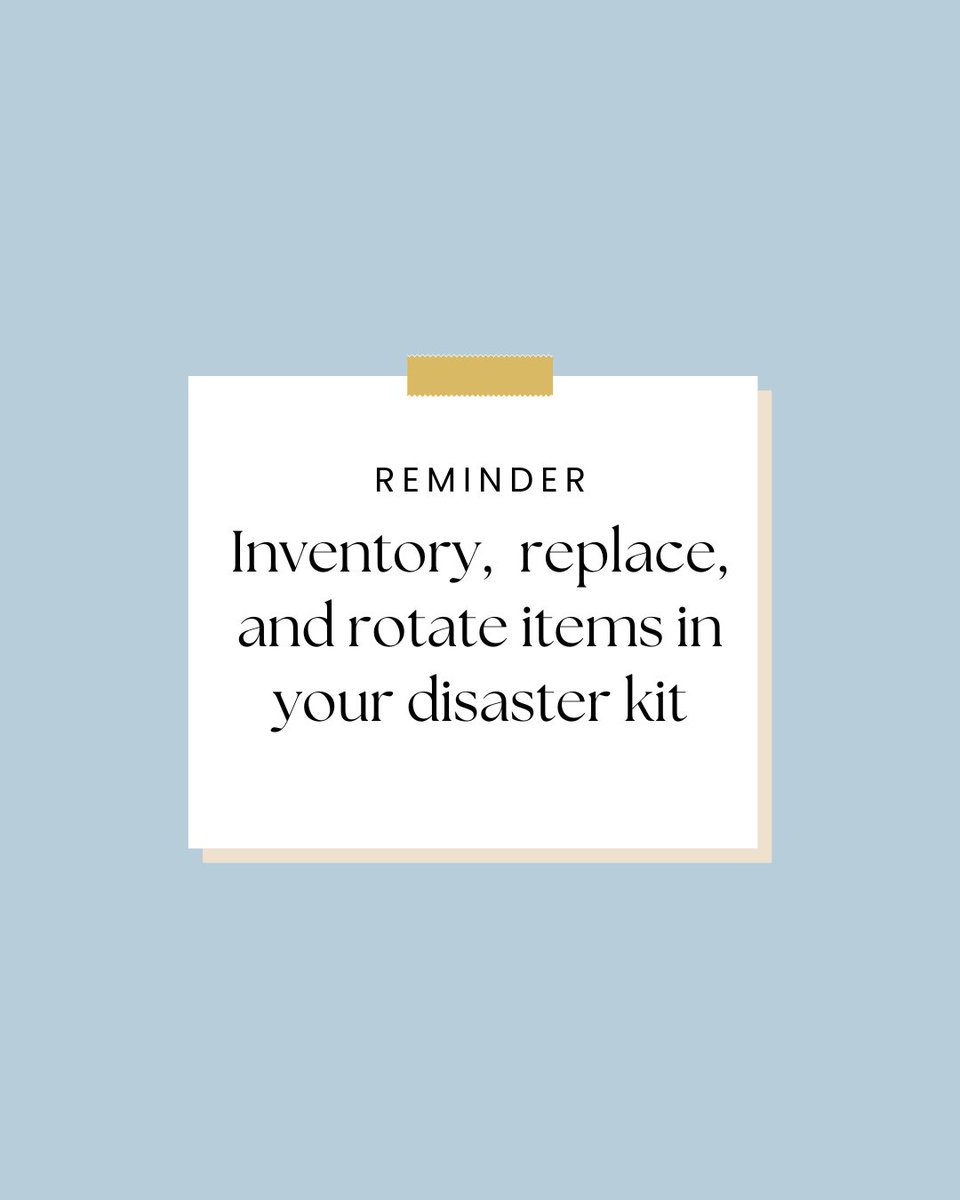 YorkCountyEMA's tweet image. Check your kit at least every 6 months. One way to make sure items don't expire is to rotate them into your regular stock i.e. use canned goods from your kit for a dinner recipe and replace the kit with new ones

#disasterkit #emergencymanagement #yorkcountymaine #prepare #plan