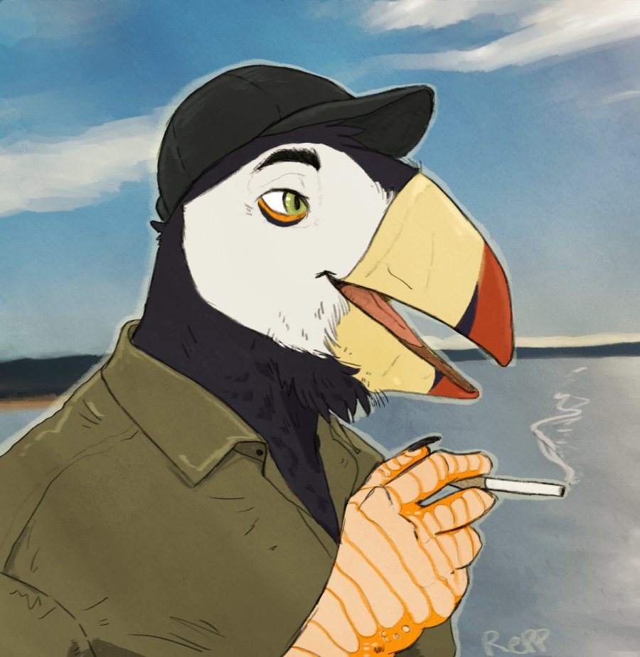 Reppjongg's tweet photo. Repp is based off of the great Horned Puffin, beautiful birds <3 https://t.co/1LZyoDgVsc