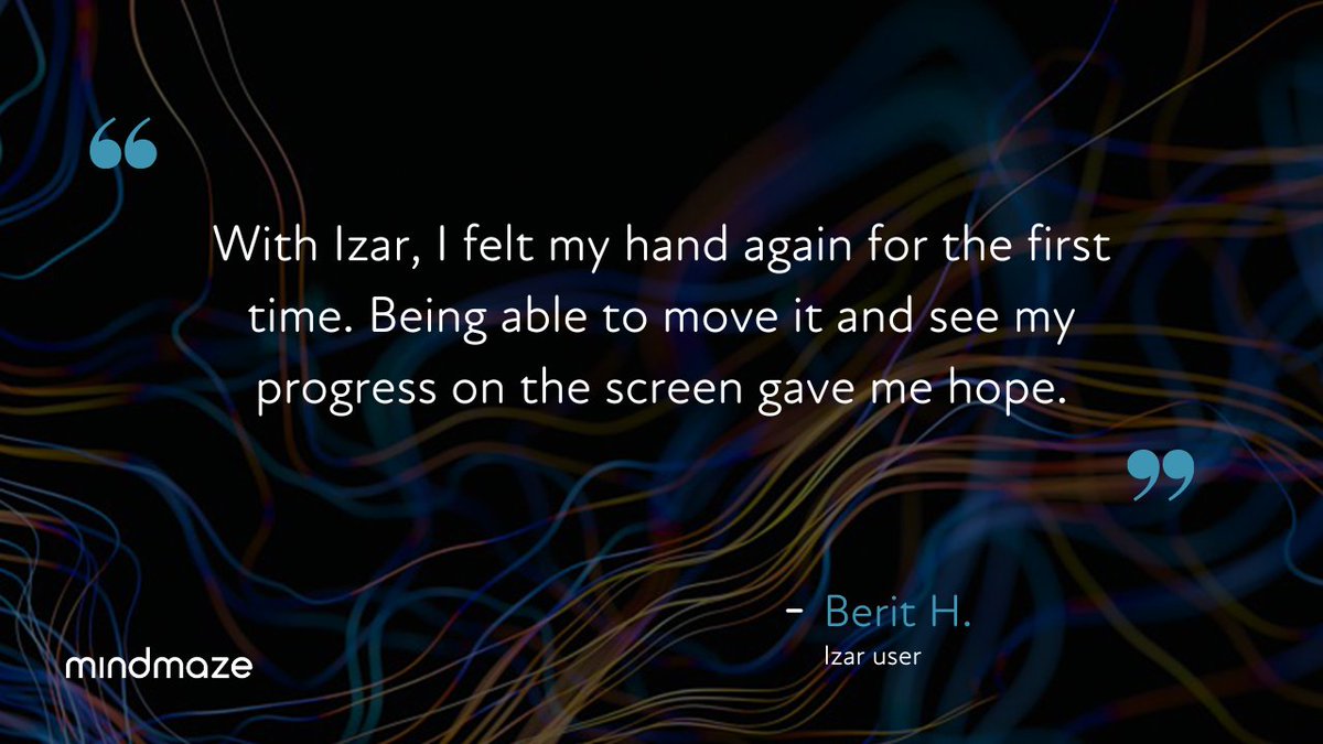MindMazeTx's tweet image. Izar is used to treat those with mild to severe hand impairments to treat patients across multiple treatment environments in the clinic and at home. As the newest therapy solution in our portfolio, we’re pleased to see such positive impressions: bit.ly/3IHeTnH