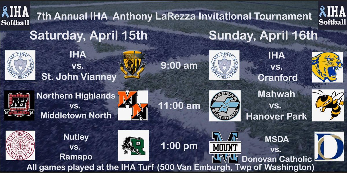 NJ schools from 6 different counties will be represented at this weekend's tourney. If you knew Anthony, you knew how much he loved hosting this event. He was always in rare form, with a great joke, or 3, but also focused on his team playing well. <a href="/ihasoftballnj/">IHA Softball</a> <a href="/MichaelJFasano/">Michael J Fasano</a>