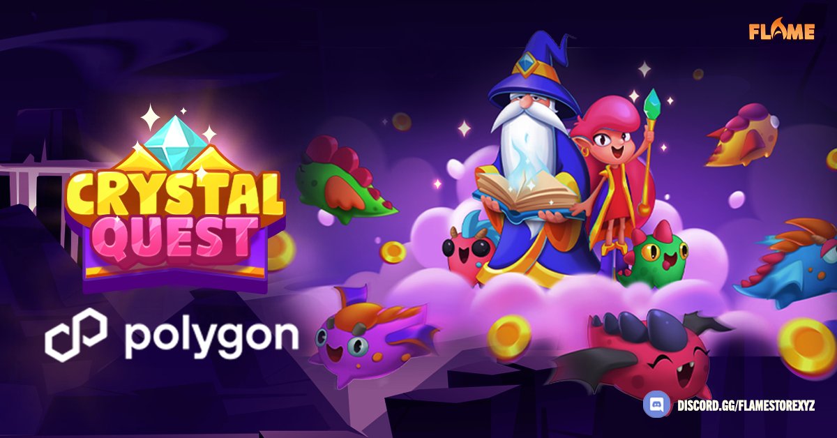 flamestore_xyz's tweet photo. 🕹️🔥 Let the quest begin! 

🔮🐲Crystal Quest is launching today #onPolygon.

Get ready for Flame's exclusive game series, powered by @0xPolygon's speed, scalability, and seamless interoperability. 🎮

Polygon's innovative technology enables cost-efficient and scalable decentralized gaming applications, making it a superb choice for the launch of Crystal Quest. With easier user onboarding, extra security features, and fast, low-cost transactions, @PolygonGaming's platform elevates the gaming experience to a whole new level.

💎 Be one of the first to delve into the world of Crystal Quest and claim your Free-to-Mint Starter NFTs today. The adventure awaits you, thanks to the cutting-edge capabilities of the #Polygon network!

💎Play Crystal Quest: https://t.co/FveRoTMfwt

🎮Join our Community: https://t.co/sbRT56HKqH