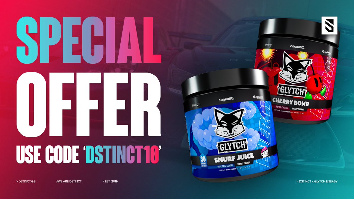 Dstinct_GG's tweet photo. 🚨ANNOUNCEMENT🚨

We are excited to partner with @GLYTCHEnergy to bring you a special offer!

With code “DSTINCT10” you can save 10% off all products and support the #DstinctFamily

https://t.co/5IyD6hBQ8h

#wearedstinct #GLYTCHFam https://t.co/JAEAxirHYS