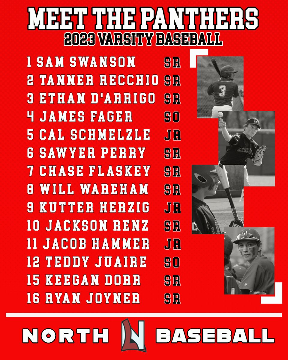 ⚾️ 𝐌𝐄𝐄𝐓 𝐓𝐇𝐄 𝐏𝐀𝐍𝐓𝐇𝐄𝐑𝐒 ⚾️ With the season (hopefully) starting soon, we'd like to introduce the 2023 Panthers! Many familiar faces and some new names on this year's squad. #NorthBaseball